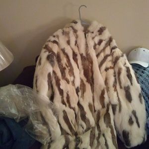 Rabbit fur coat with hood